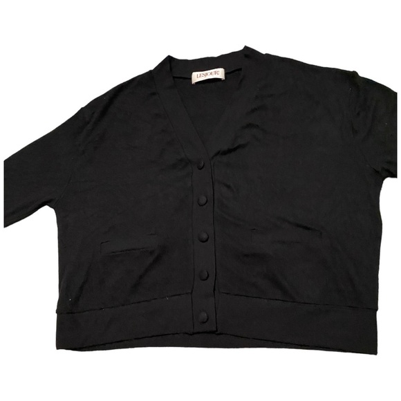 NWOT LESJOUR BLACK BUTTONED CARDIGAN BIZ-LEIZURE COMFY WORK ATTIRE BUTTERY SOFT - Picture 10 of 15